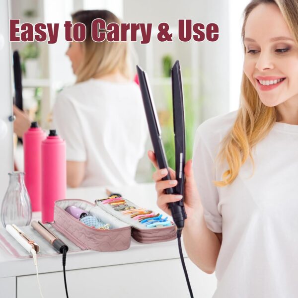Double Layer Hair Tools Travel Bag with Heat Resistant Mat,2 in 1 Portable Organizer Hair Travel Case with Handle for Flat Irons,Hot Hair Styling Tools Travel Essentials - Image 6
