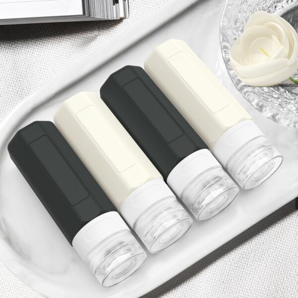 Travel Bottles for Toiletries, 3oz Tsa Approved Travel Size Containers, BPA Free Leak Proof Travel Containers for Toiletries, Refillable Travel Accessories for Shampoo Conditioner Black-white - Image 6