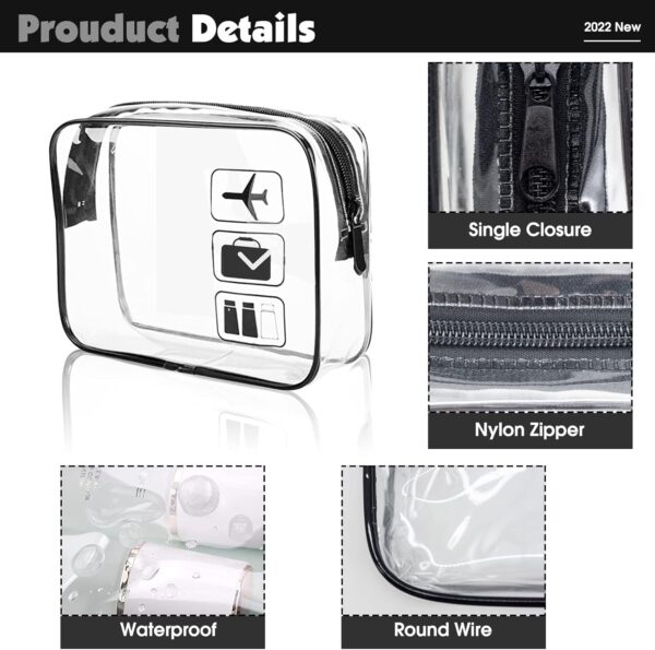 2 Pack TSA Approved Toiletry Liquids Bag, Travel Clear Toiletry Bag with Zipper and TSA Aviation Logo, Carry-on Travel Accessories | Quart Size | Cosmetic Pouch Makeup Travel Bags for Women/Men - Image 3
