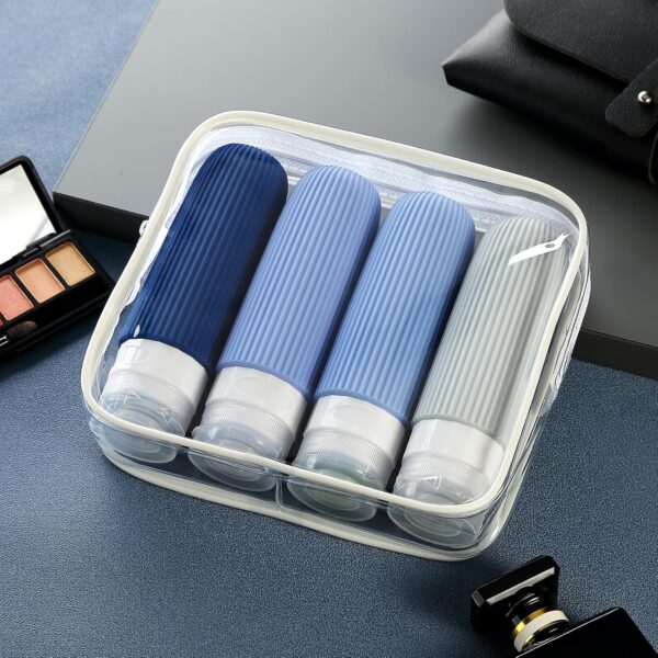 Travel Bottles for Toiletries, Tsa Approved 3oz Portable Travel Bottles, BPA Free Leak Proof Squeezable Silicone Travel Size Containers, Travel Accessories with Clear Toiletry Bag (4 Pack) - Image 7