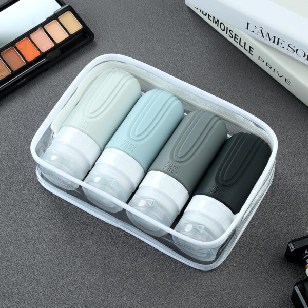 Travel Bottles for Toiletries, Tsa Approved 2oz Travel size Bottles, BPA Free Leak Proof Travel Toiletry Containers, Refillable Travel Accessories with Toiletry Bag for Shampoo Liquid (4 Pack) - Image 6