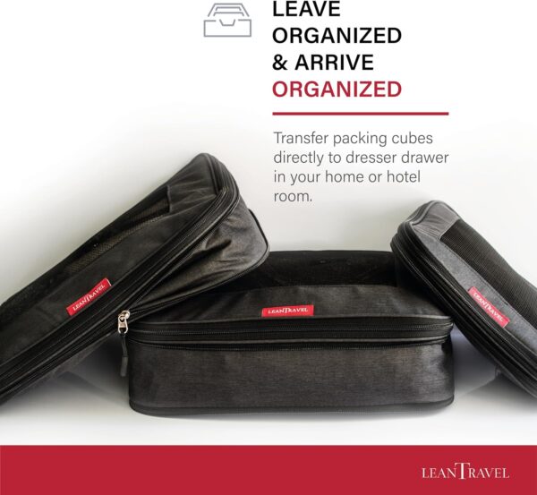 LeanTravel Compression Packing Cubes for Travel Organizers with Double Zipper (6-Pack (2L+2M+2S), Black) - Image 6