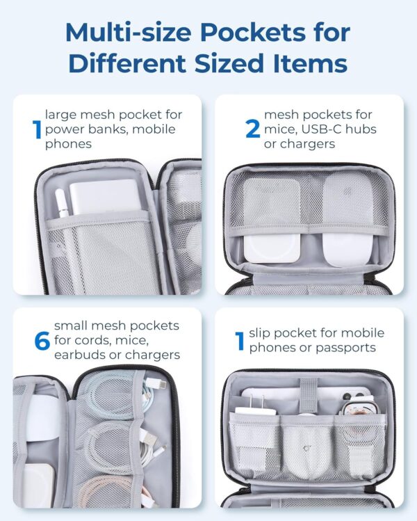 BAGSMART Electronics Organizer Travel Case, Travel Cable Organizer Pouch, Charger Organizer, Travel Essentials, Cord Organizer, Tech Organizer as Travel Accessories for Charger, Phone, Black - Image 4