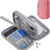 sansheng Electronics Accessories Organizer Pouch Bag, 2Pack Travel Universal Organizer for Cable, Charger, Phone, SD Card, Business Travel Gadget Bag with Zipper(Grey and Pink)