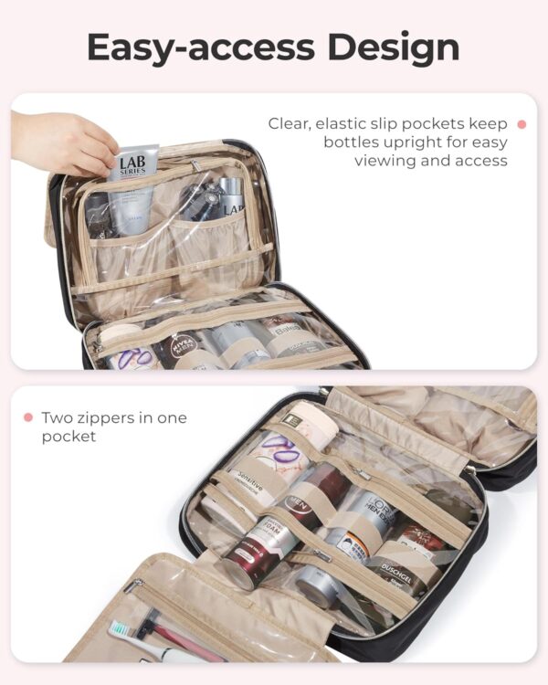 BAGSMART Travel Toiletry Bag with Jewelry Organizer, Hanging Travel Bag for Toiletries, Makeup Cosmetic Bag Organizer, Carry-on Travel Accessories Essentials, Black-L - Image 4