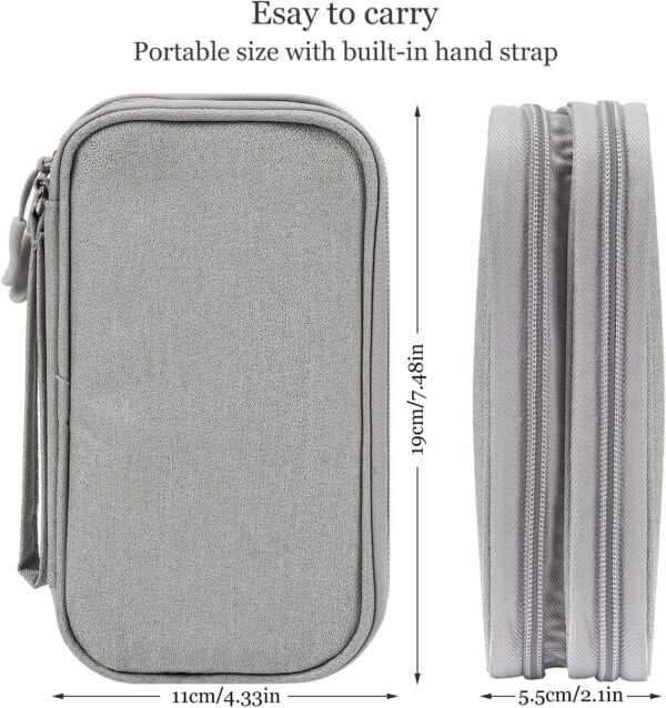 sansheng Electronics Accessories Organizer Pouch Bag, 2Pack Travel Universal Organizer for Cable, Charger, Phone, SD Card, Business Travel Gadget Bag with Zipper(Grey and Pink) - Image 2