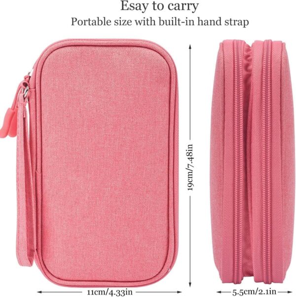 sansheng Electronics Accessories Organizer Pouch Bag, 2Pack Travel Universal Organizer for Cable, Charger, Phone, SD Card, Business Travel Gadget Bag with Zipper(Grey and Pink) - Image 3